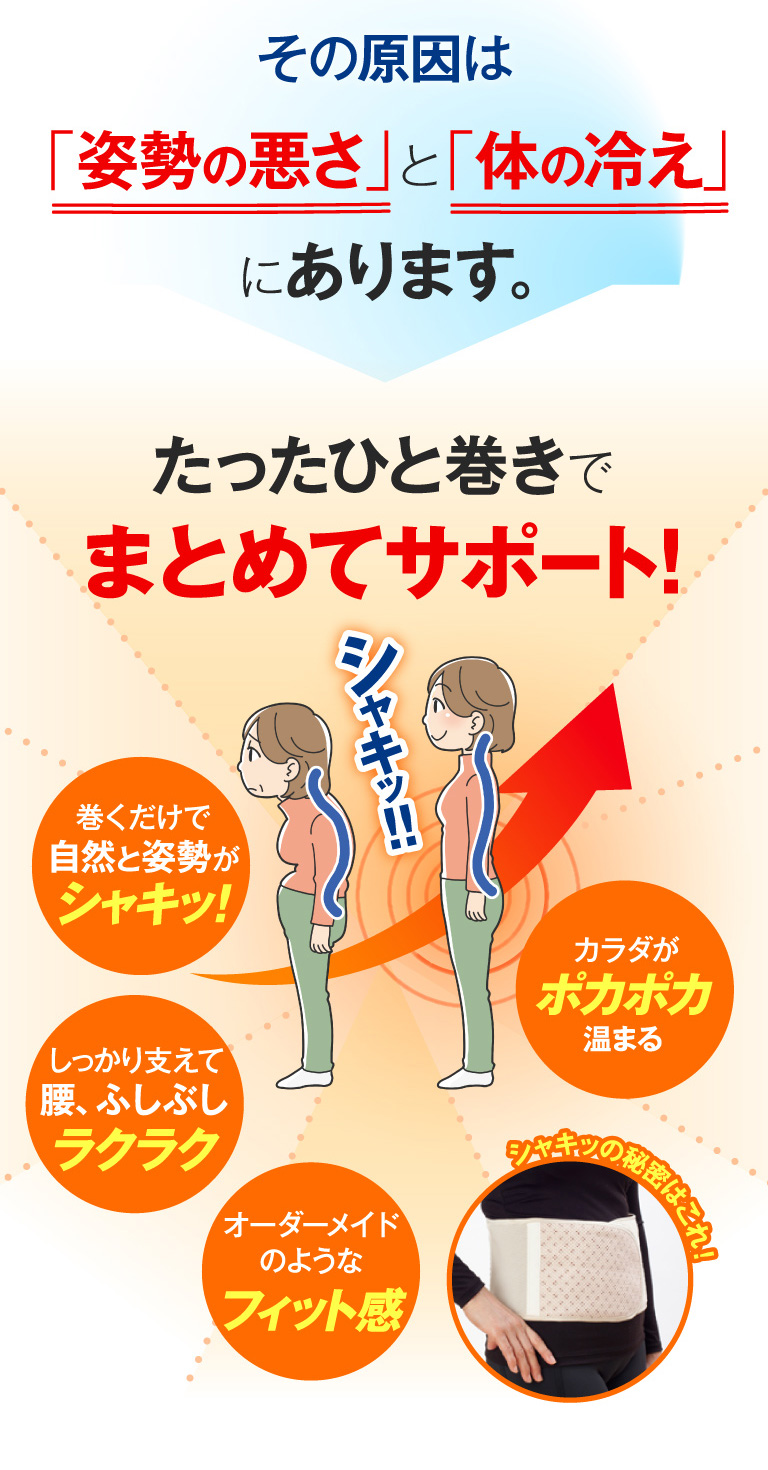 原因は「姿勢の悪さ」と「体の冷え」にあります。