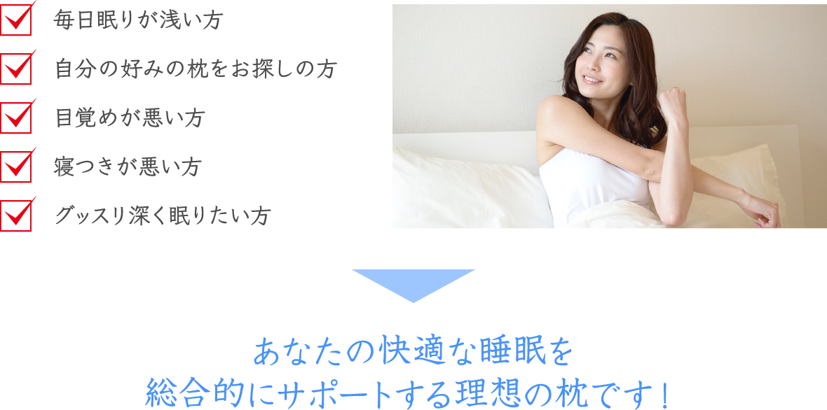 ããªãã®å¿«é©ãªç¡ç ãç·åçã«ãµãã¼ãããçæ³ã®æã§ãï¼