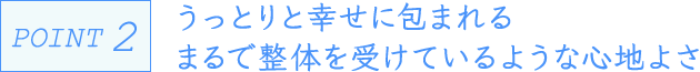 POINT2 うっとりと幸せに包まれるまるで整体を受けているような心地よさ