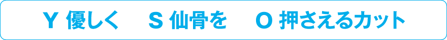 Y:優しく、S:仙骨を、O:押さえるカット